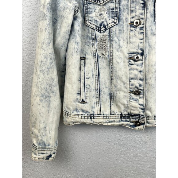 Vintage ChiQle Denim Architect Y2K Distressed Southwestern Jean Jacket Size S - Picture 4 of 8
